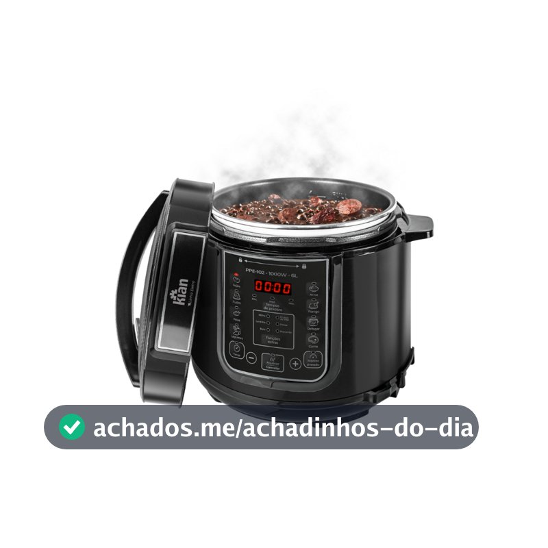 Panela De Pressão Elétrica Kian 6 Litros 1000W 127V Preto PPE-102