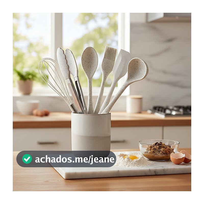 Conjunto Utensílios De Cozinha Silicone Vanilla Resistente Brinox Espátula Colher Concha Pegador