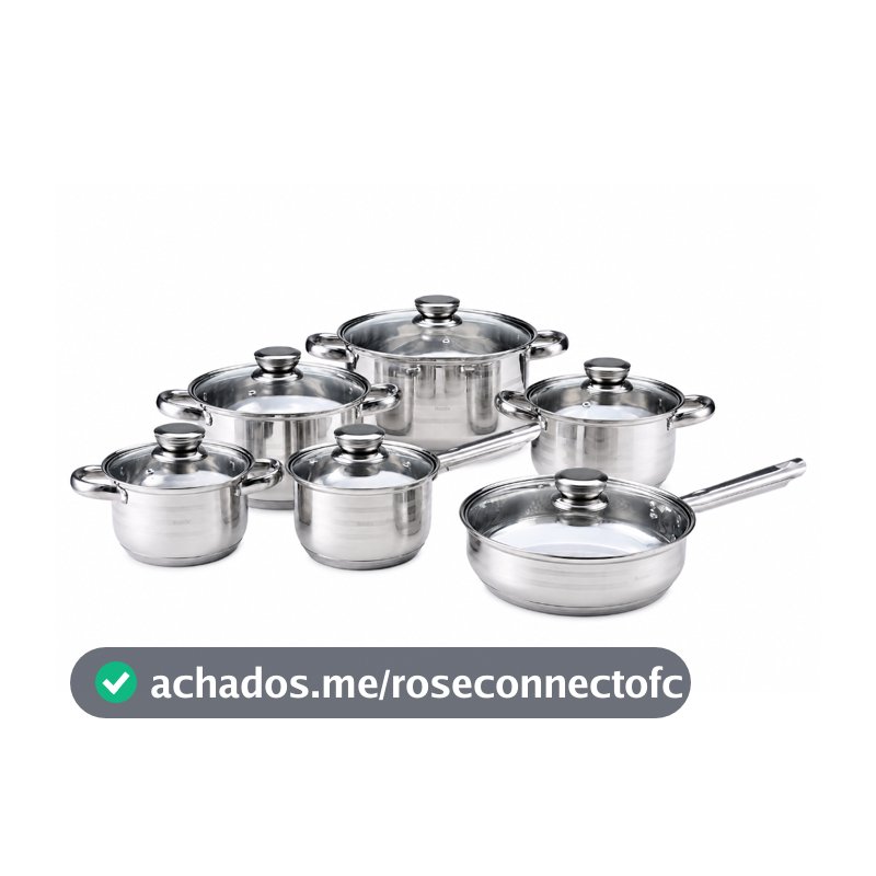 Jogo De Panelas Galya 12 Peças Inox Compatível fogão Indução e Gás