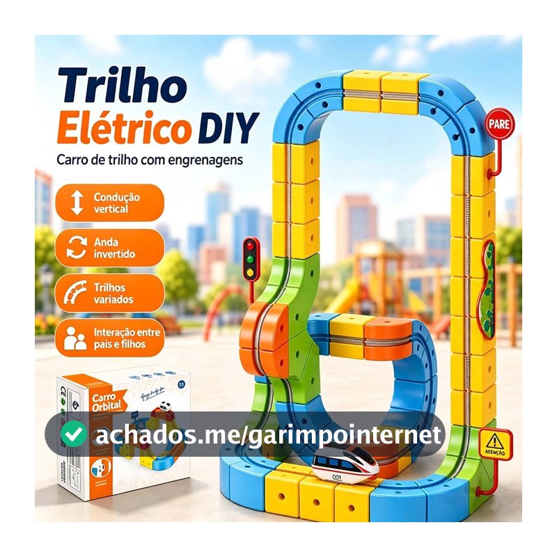 Trem Elétrico Infantil 56 Peças Pista de Engrenagens Blocos de Montar DIY Brinquedo Educativo Interativo