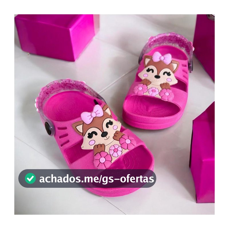 Sandalia Papete Infantil Menina Raposa Flores Desenhos Criança Feminina Leve Macia Confortável