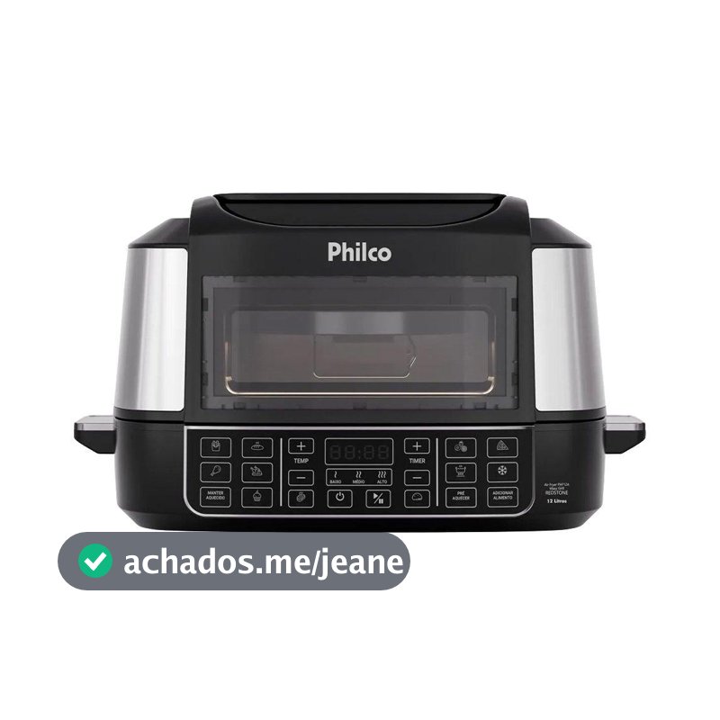 Fritadeira Air Fry Philco PAF12A 12 Litros 1800W - Painel Digital, 15 Funções, Grill, Preto/Inox 110v