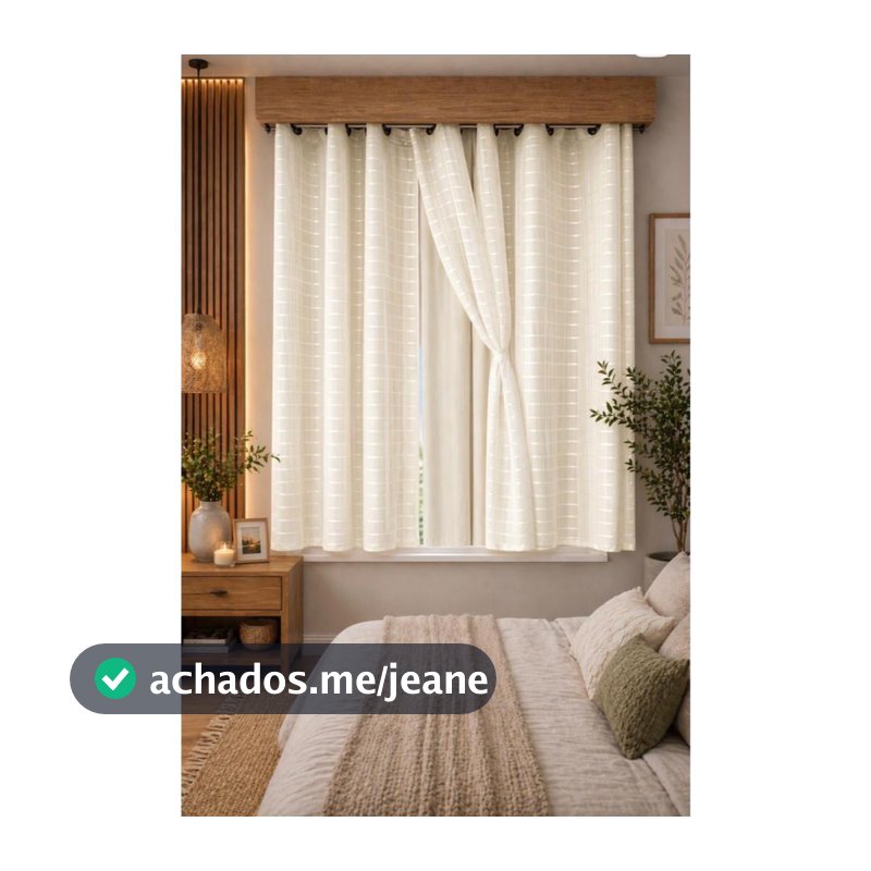 Cortina Blackout 1,40m x 1,80m com Forro Voil Xadrez – Bloqueia Luz e Decora 1 Parte