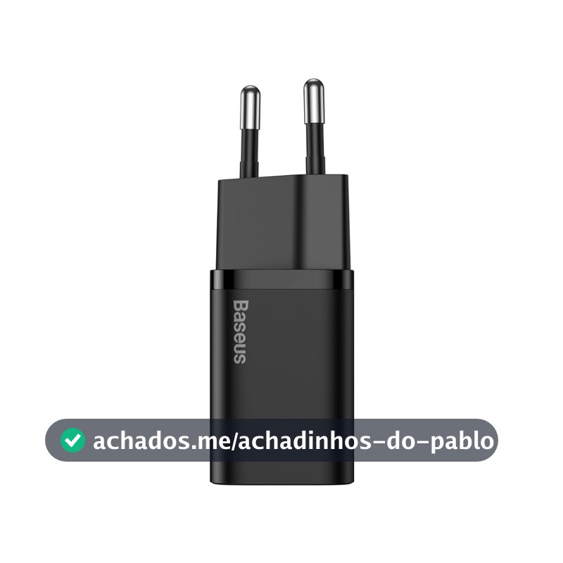 Baseus Carregador De Parede Rápido Tipo C Super Si Qc 20w para Celulares iPhone Samsung e Outros