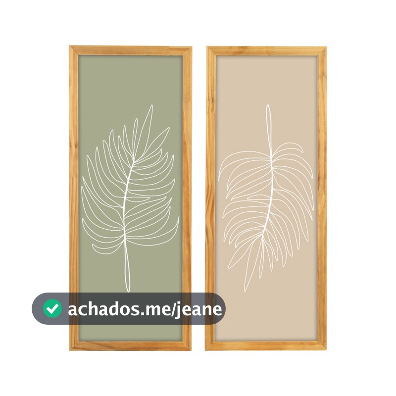 Dupla Quadros Decorativos Moldura Folhagem Moderno Conjunto Minimalista Sala Cozinha Lavabo