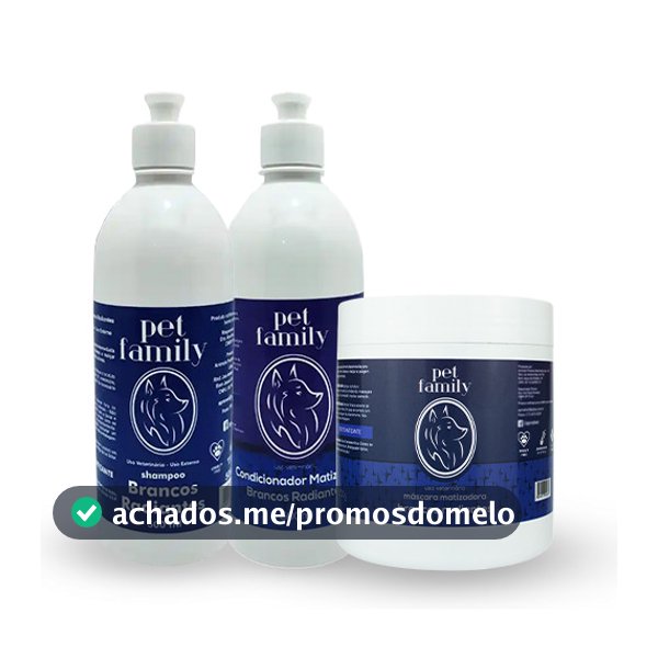 Kit Banho Pet Branqueador Com Shampoo Condicionador e Máscara Matizadora Pet Family