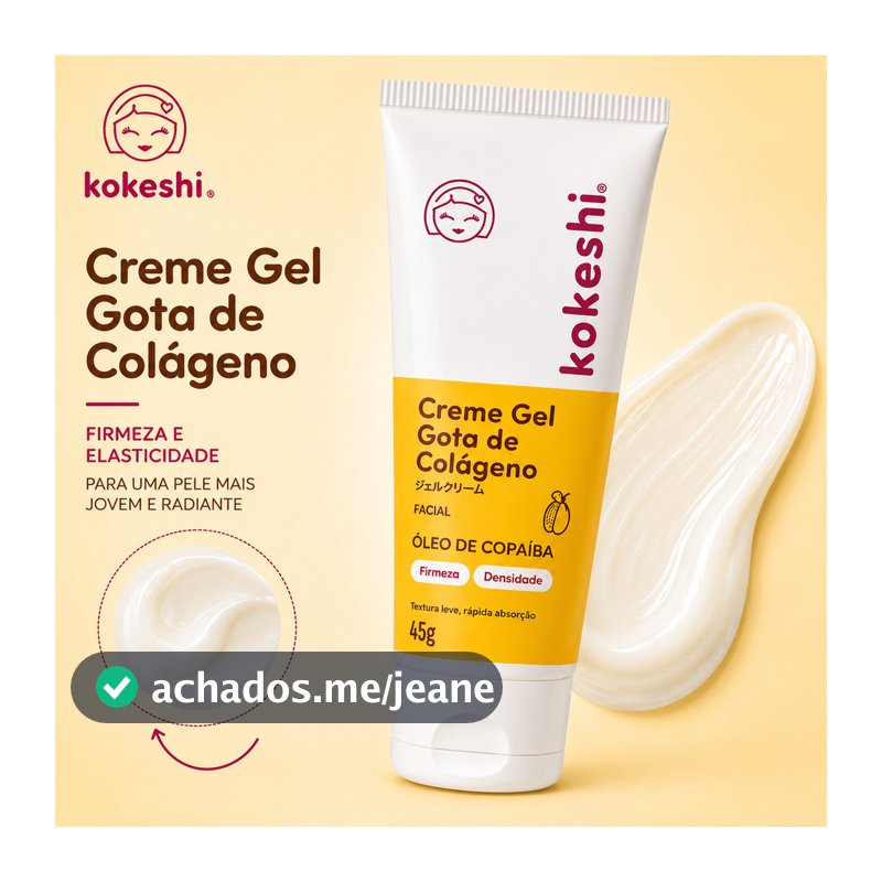 Hidratante Facial Gota de Colageno KOKESHI Cosméticos Creme Facial Regenerador 45g Creme Hidratante Facial
