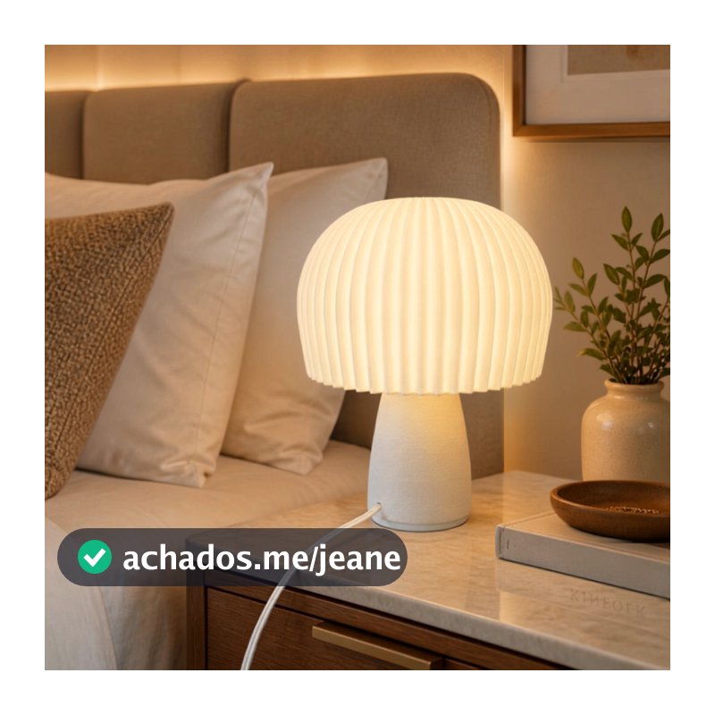 Luminária Abajur Cogumelo Plissada - Iluminação Aconchegante e Design Moderno Quarto Sala Escritório