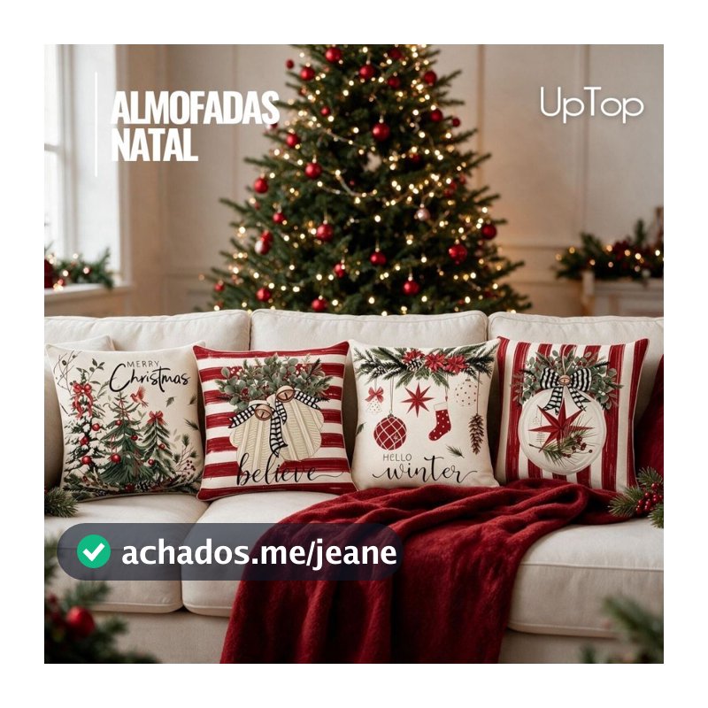Kit com 04 unidades de Almofadas Decorativas Natal 45x45 Digitalizado