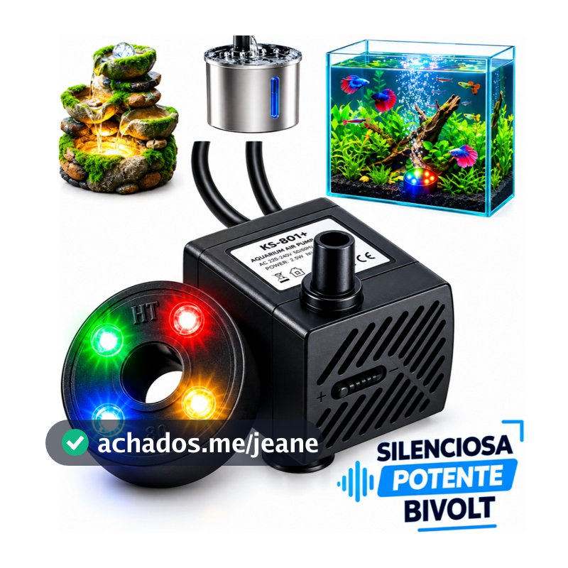 Bomba de Aquário Com Led Submersa Bivolt Bombinha Fonte Aquário Pet Gato - Oferta