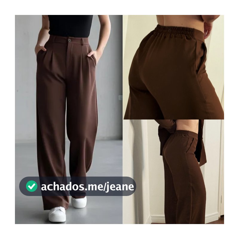 Calça Feminina Pantalona ALFAIATARIA COM ELÁSTICO NA CINTURA Wide Leg