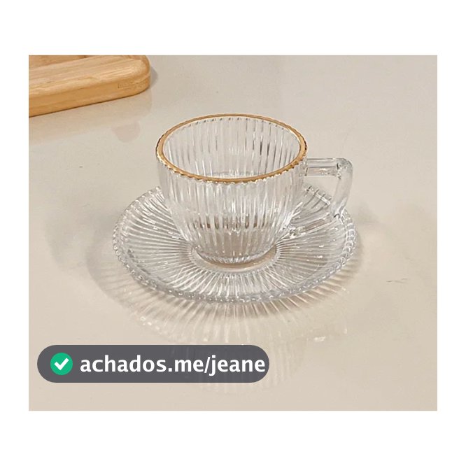 Jogo Xícaras 12 pçs Para Café com Pires Graffiato C/ Borda Dourada 90ML - Hauskraft
