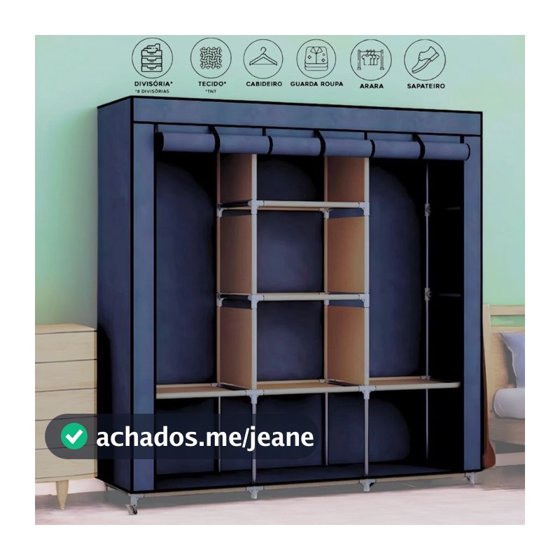 Guarda Roupa Portátil Desmontável Organizador Prático Solteiro e Casal