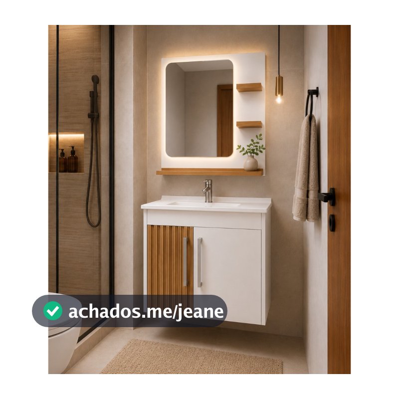 Conjunto Gabinete C/ Espleheira P/ Banheiro Iris 60Cm