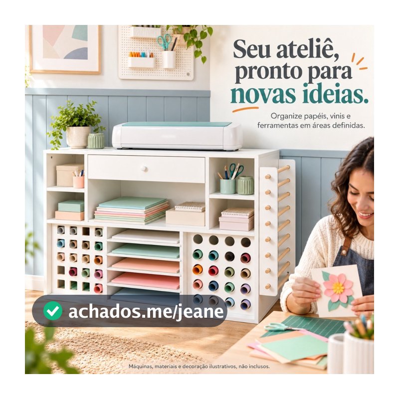 Carrinho Organizador Artesanato Mecolour p/ Cricut: Gaveta e 48 Rolos Vinil. Ideal p/ Ateliê!