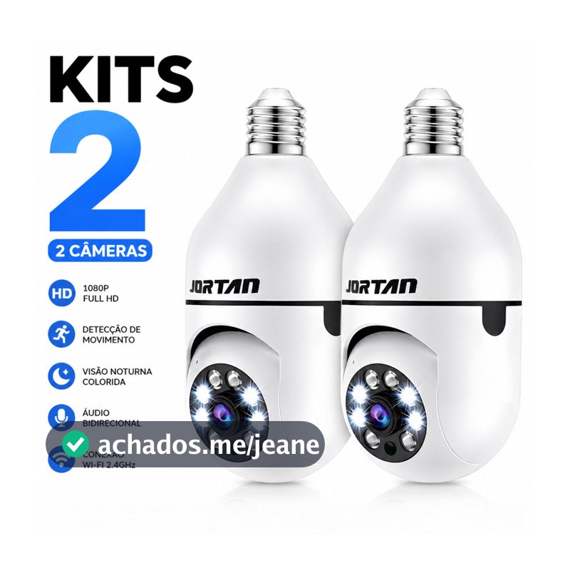 Kit 2 Security Cameras CCTV Home Lamp Bulb E27 House 360 Auto Night Vision Interior Wifi Yousee