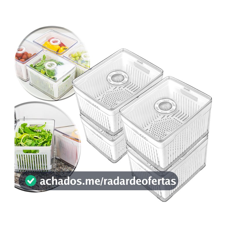 Kit 2, 3 e 4 Organizadores de Geladeira Com Cesto Alimentos Cozinha Armário Frutas Verdura Salada