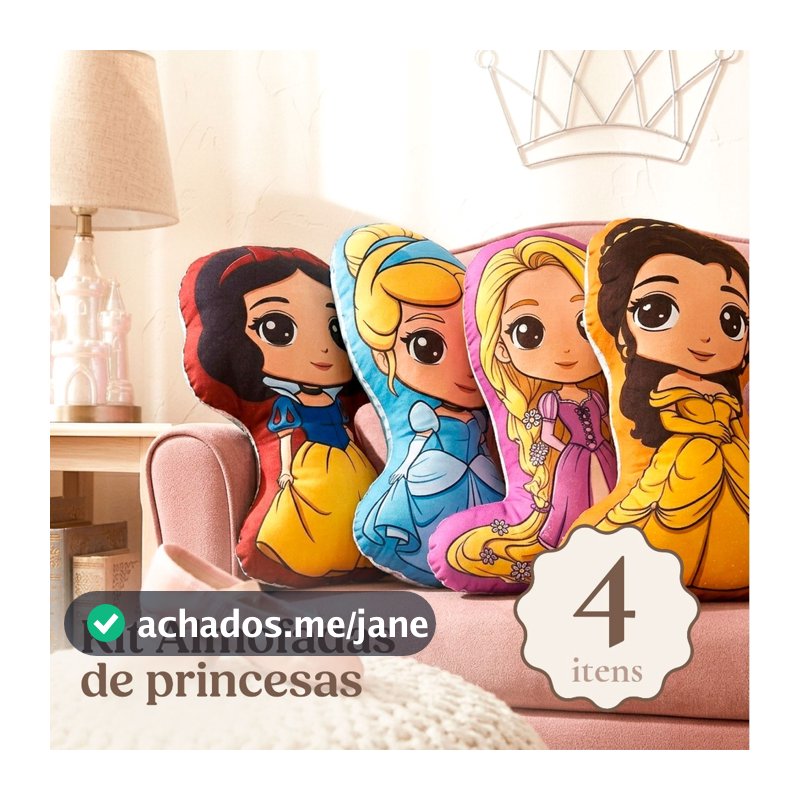 Almofada Princesas Disney Micropercal 48x40 com Enchimento Macio