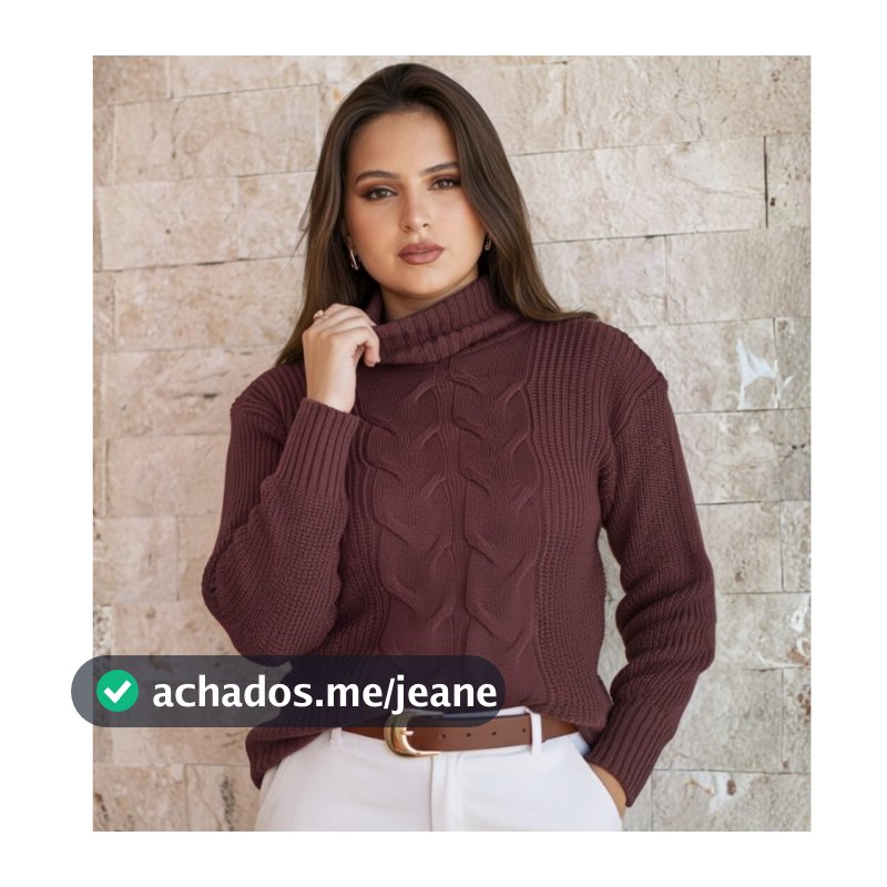 Blusa de Frio Feminina Tricô Gola Alta Manga Bufante Moda Inverno Estilosa Elegante