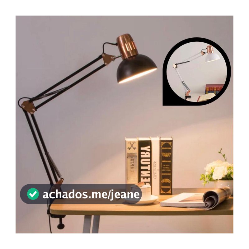 Luminária Pixar Luxo Articulada Metalizado cor Gold de Mesa com Garra