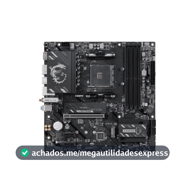 Placa-Mãe MSI B550M Gaming Plus WiFi6E, AMD AM4, DDR4, Wi-Fi 6E, Bluetooth 5.2, Preto e Prata - B550M GAMING PLUS WIFI6E