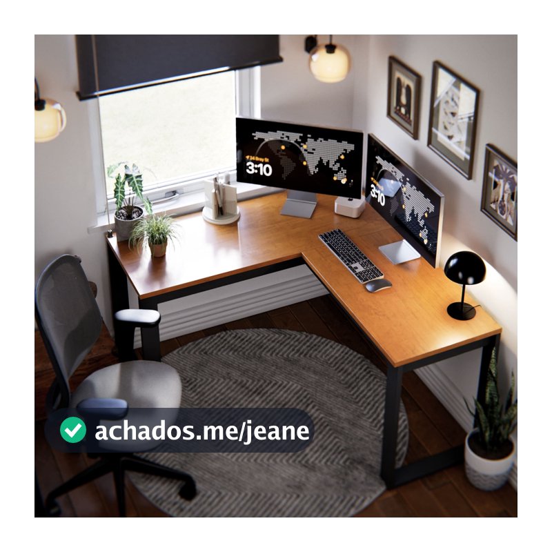 Escrivaninha De Escritório Home Office Berlim Em L Mesa Estilo Industrial Para Computador Notebook E PC MDF Resistente