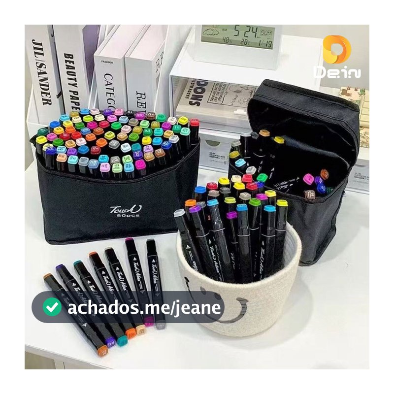 KIT 24/36/48/60/80/120/168 Estojo Caneta Marcadores TOUCH Com Ponta Dupla Tampa Com NÚMERO DE CORES