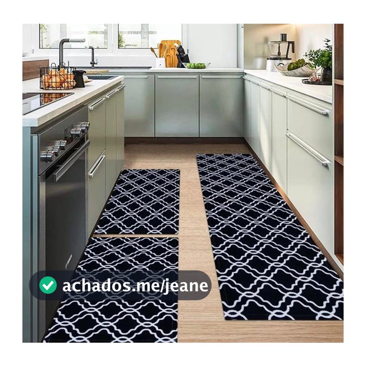 Jogo de passadeira de cozinha tapete em jacquard antiderrapante 3 peças decoração impecável