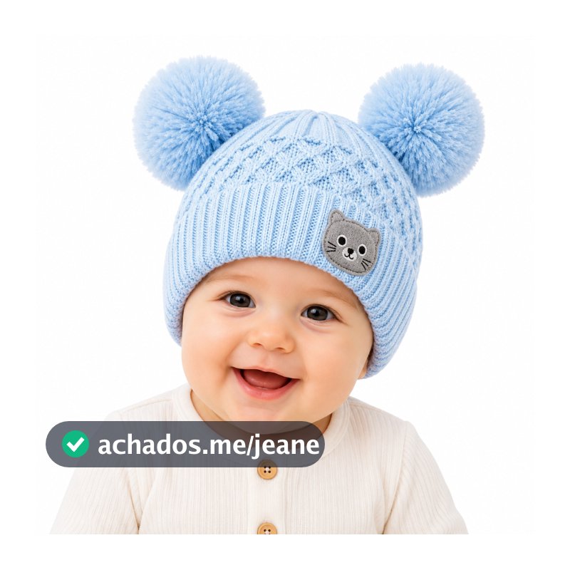 Touca de bebê Inverno Infantil Tricô com Pompom Duplo | Gorro Quentinho para Bebê Menino e Menina