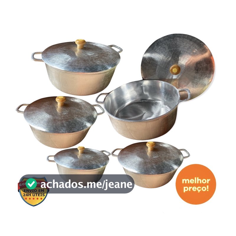 🥇Jogo De Panelas Alumínio Batido Fundido Grosso Tampa Grossa kit C/5 Unidades 🔥 promoção 🔥