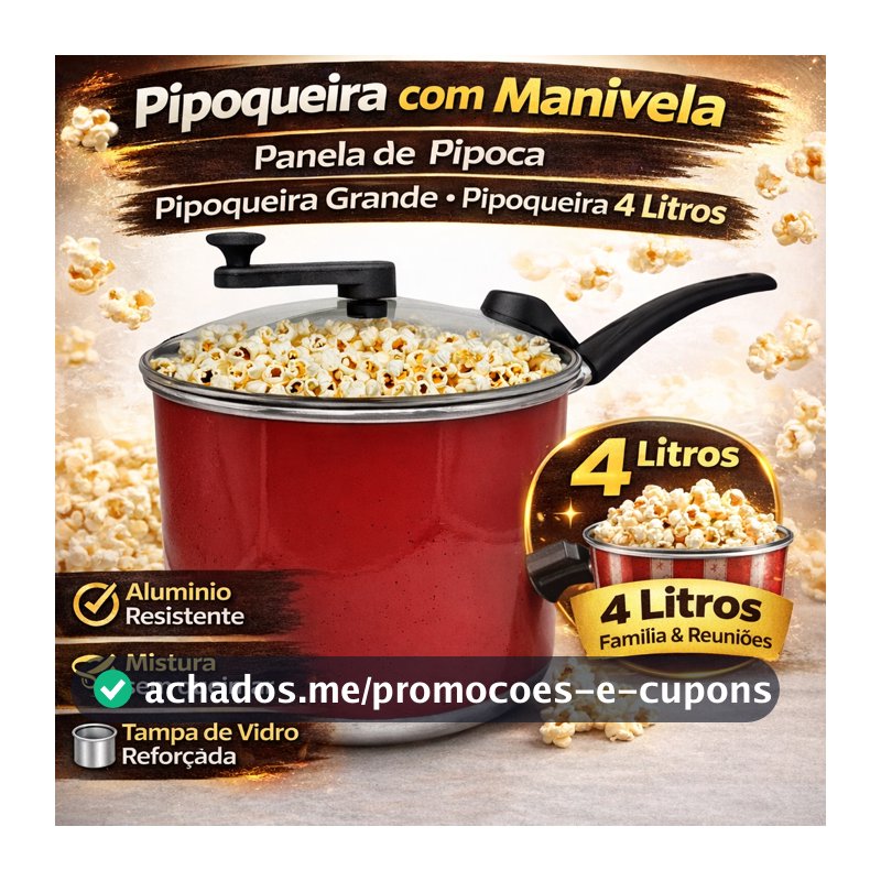 Panela Pipoqueira Alumínio Color N°20 4 Litros Com Tampa de Vidro (pipoqueira panela)