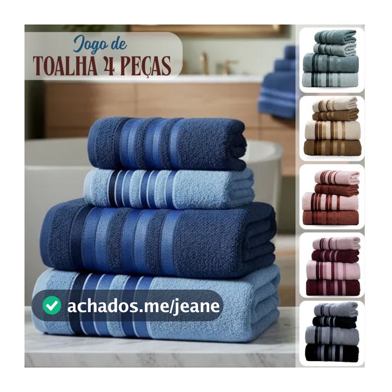 Jogo de Toalha 4 Peças 100% Algodão Macia Felpuda Banho Rosto Premier Habitat