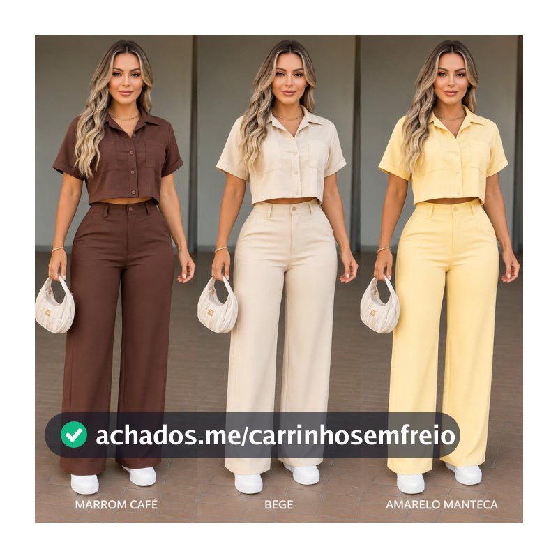 🌟 Conjunto Feminino Alfaiataria Premium Cropped + Calça Pantalona | Elegância e Conforto