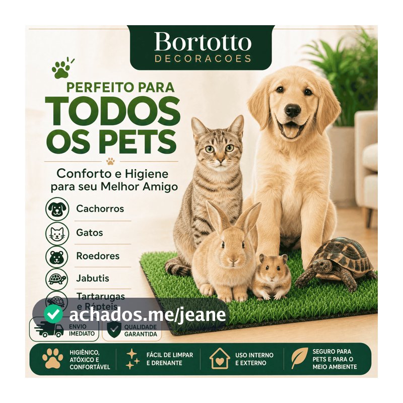 Tapete Grama Sintética Para Gato Higiênico Atóxico Lavável Confortável Para Pets