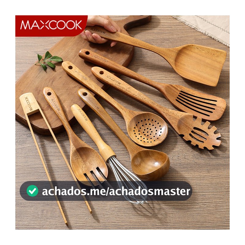 Conjunto De Utensílios De Madeira MAXCOOK 8 Peças Cozinha Espátula Concha Acessórios De