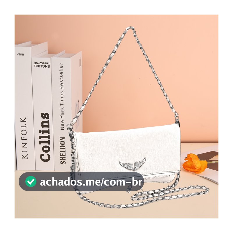 Bolsa Feminina duas Alça Transversal Transpassada Bolsa Preta Alça De Corrente Festa Balada Rock 50036