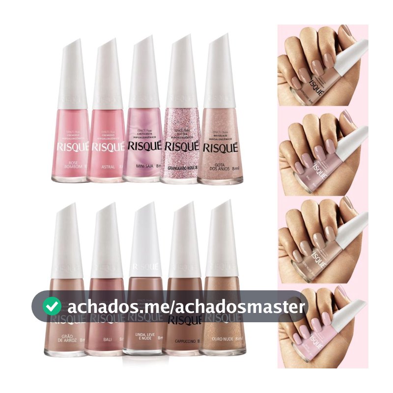 Risque Delicada - Kit com 10 cores tons Nude e Rosa - Risqué