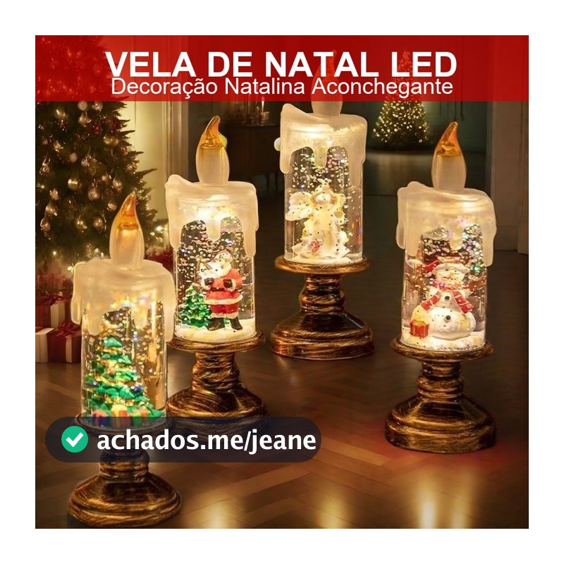 Vela de Natal LED com Luz Decoração Enfeites de Natal Papai Noel Boneco de Neve Anjo Árvore Pilha Presente Casa