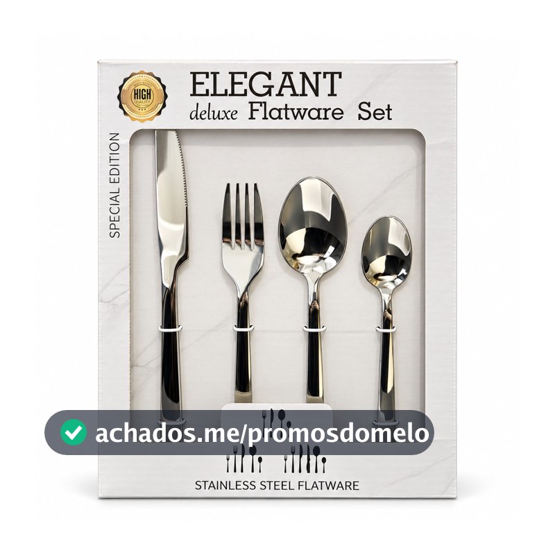 Conjunto de Talheres 24 Peças em Aço Inoxidável