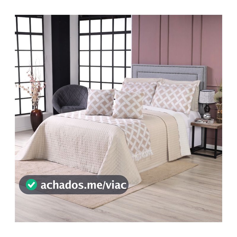 Kit Cobre Leito Casal Queen 6 Peças Thaeme Franja Sem Enchimentos 2,60mx2,50m