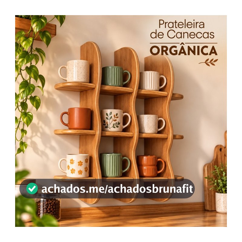 PRATELEIRA DE CANECAS ORGANICA MDF 15MM ORGANIZADOR DE COZINHA PAREDE