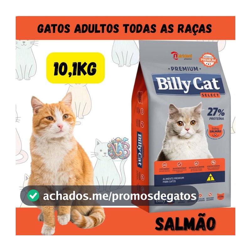 Billy Cat Ração Premium Gatos Adultos Salmão 10kg
