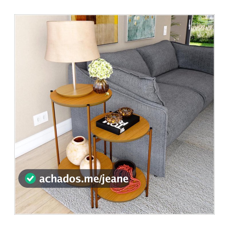 Conjunto de Mesa Lunis Nature com Pés de Ferro Bronze Ofertamo