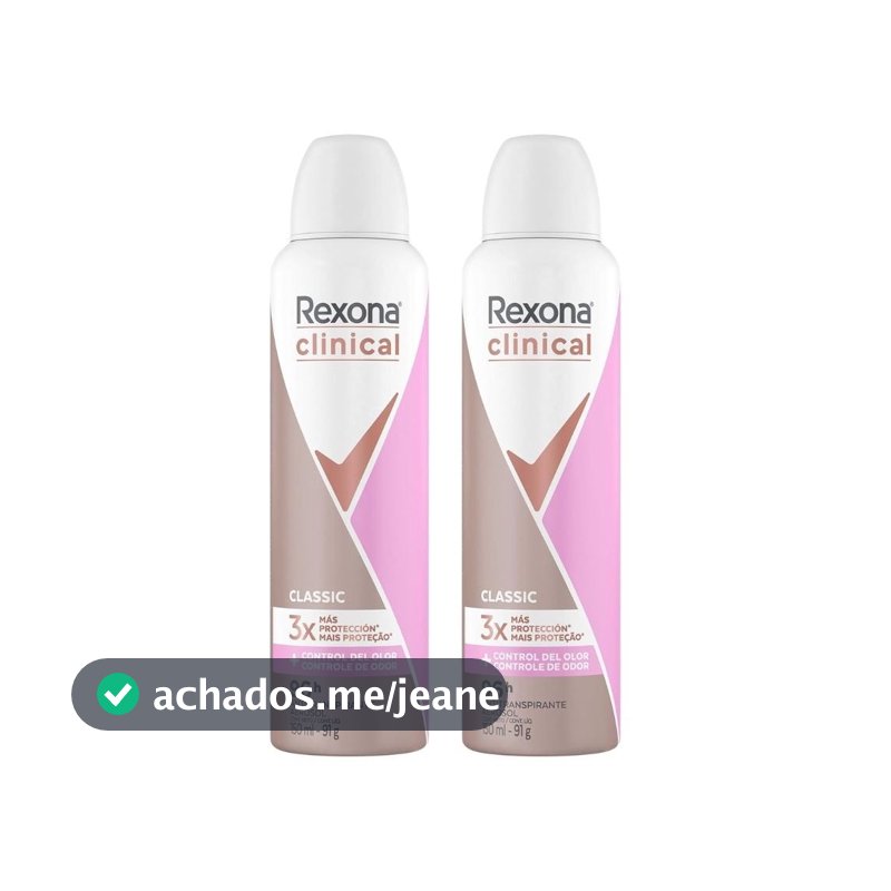 Kit Desodorante Antitranspirante Aerossol Rexona Feminino Clinical Clean 150ml (2 Unidades)