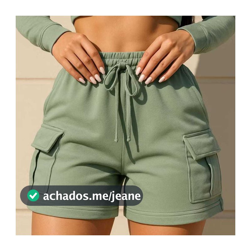 Short Bermuda Feminino Cargo de Moletom P ao G2 Tecido Leve e Moderno - ENVIO IMEDIATO !!!