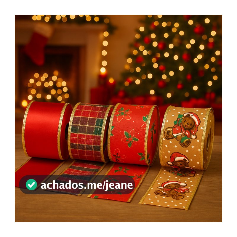 Fita Decoração Natal 10 Metros Decoração Laço Natalino Presente Fita Decoração Arvore de Natal