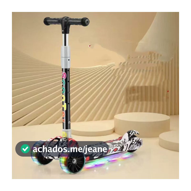 Patinete infantil dobrável de três rodas com grafite--1715