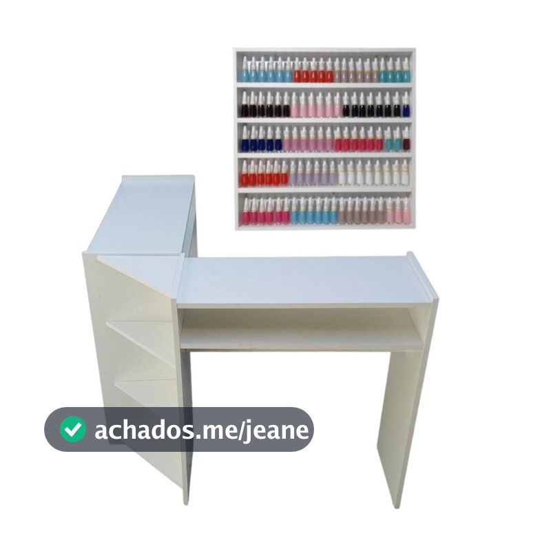 Mesa L Manicure MDF + Expositor Para 200 Esmaltes Oferta