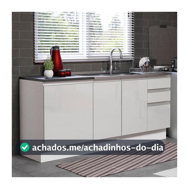 Kit com 2 Balcões de Cozinha Madesa Acordes 100% MDF (Sem Tampo e Pia) Frentes Branco Brilho