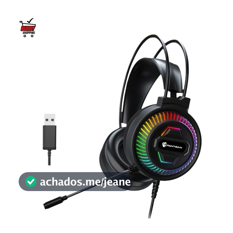 Headset Gamer USB Delta F7140 Com Microfone Som Potente RGB PC Aitek